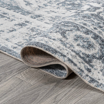 Keesha Bold Distressed Medallion Low-Pile Machine-Washable Area Rug